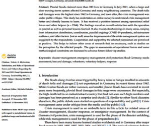 Motivation, Satisfaction, and Risks of Operational Forces and Helpers Regarding the 2021 and 2013 Flood Operations in Germany