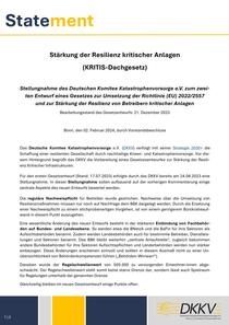 DKKV Statement “Stärkung der Resilienz kritischer Anlagen (KRITIS Dachgesetz) zweiter Referentenentwurf”