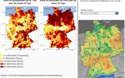 Drought monitor and soil moisture viewer show alarming situation in northern Germany