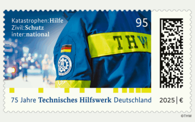 THW-Jubiläumsbriefmarke zum 75-jährigen Bestehen